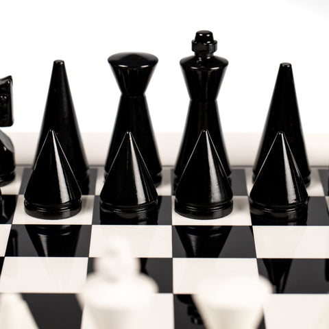 Italfama Modern Wooden Chess Set 40x40cm Gloss Board Handmade in Italy