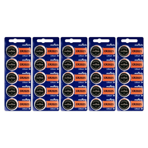 Murata CR2025 3V Lithium Coin Cell Batteries – 25 pcs (5 blister strips of 5)