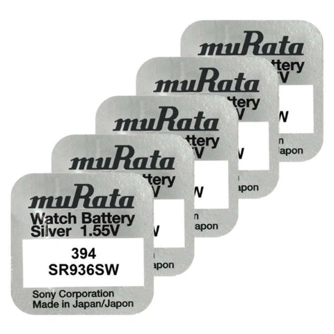 5x Murata 394 SR936SW Silver Oxide 1.55V Watch Batteries Made in Japan