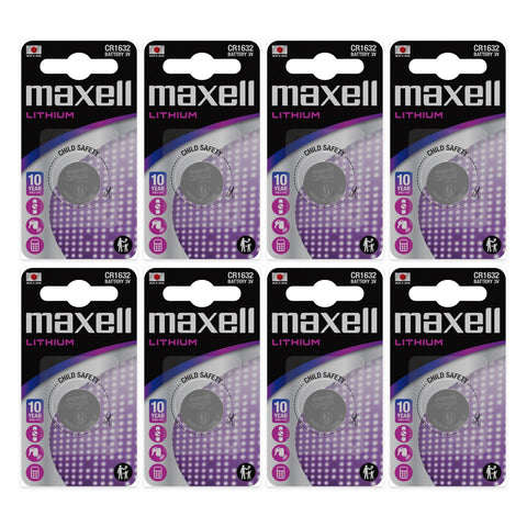 8x Maxell CR1632 3V Lithium Coin Cell Batteries