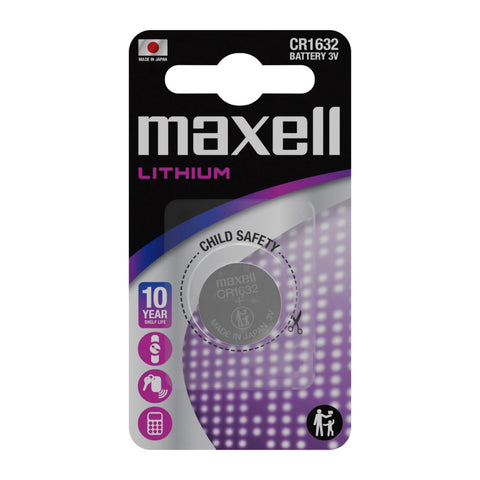 Maxell CR1632 3V Lithium Coin Cell Battery – original single blister