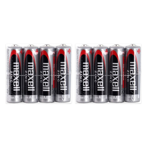Maxell AA Zinc Carbon 1.5V Batteries – 8 pcs (2 shrink packs of 4)