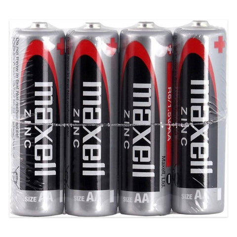 Maxell AA Zinc Carbon 1.5V Batteries – original shrink pack of 4