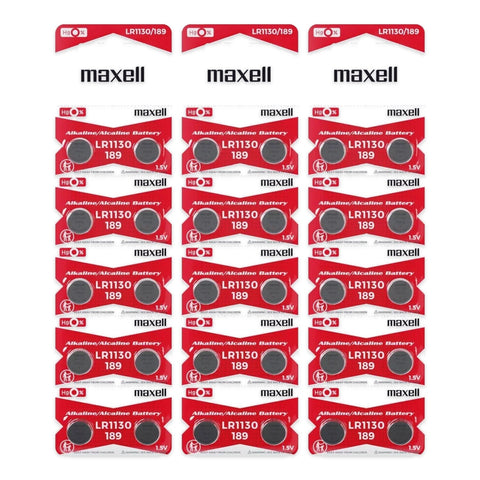 30x Maxell LR1130 AG10 189 Alkaline Button Cell Batteries (3 x 10-pack)