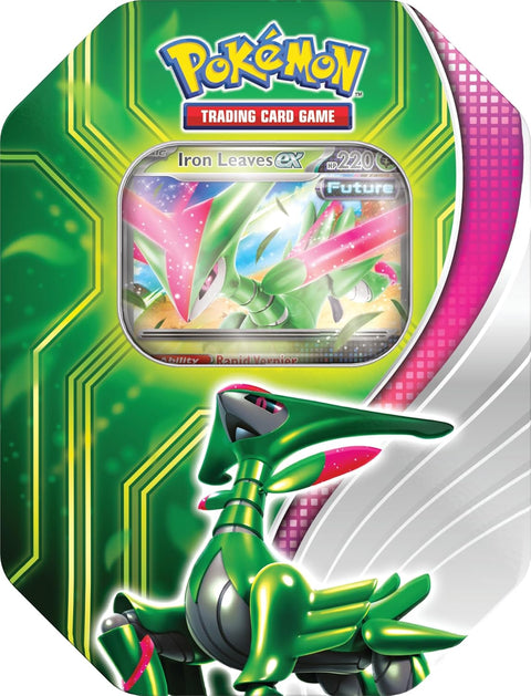 Pokemon TCG Paradox Clash Iron Leaves ex Tin with 4 Booster Packs