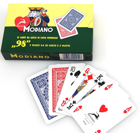 Modiano 98 Poker 2 Cards Decks Set Red Blue Back Poker Size Made In Italy 300254
