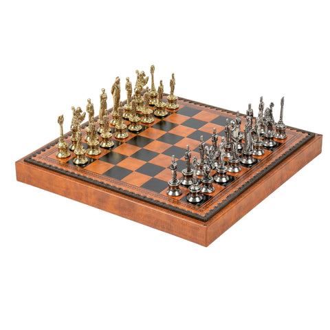 Napoleon Metal Chess Set Italfama 3-in-1 with Checkers & Backgammon Board