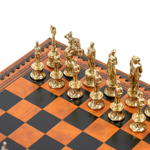Napoleon Metal Chess Set Italfama 3-in-1 with Checkers & Backgammon Board