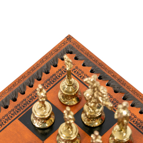 Napoleon Metal Chess Set Italfama 3-in-1 with Checkers & Backgammon Board
