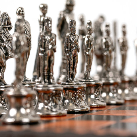 Napoleon Metal Chess Set Italfama 3-in-1 with Checkers & Backgammon Board