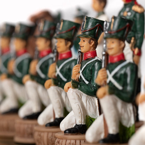 Italfama Napoleon vs Russia Hand-Painted Chess Set, Faux Leather Board & Case