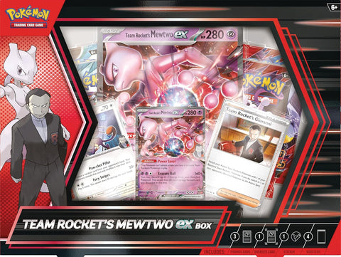 Pokemon TCG Destined Rivals Team Rocket's Mewtwo ex Box 4 Booster Packs