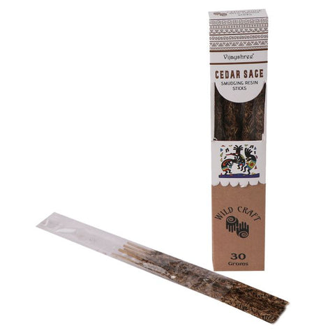 Golden Cedar Sage Smudging Resin Incense Sticks, 6 Pack – Made in Nepal