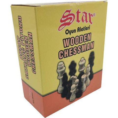 Star Wooden Chess Pieces Set, 32 Chessmen, King 50mm, Made in Turkey