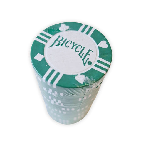 20x Bicycle Green Clay Poker Chips 8g Green White Casino Set