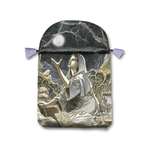 Pagan Moon Tarot Satin Bag Purple Rose Print 16x22.5cm Lo Scarabeo