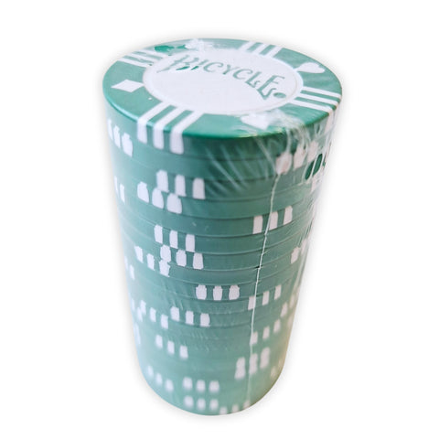 20x Bicycle Green Clay Poker Chips 8g Green White Casino Set