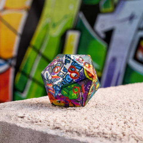 Q-Workshop Graffiti Full Art 7-Die RPG Polyhedral Dice Set for DND