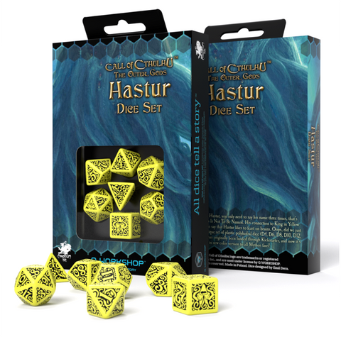 Q-Workshop Hastur Call of Cthulhu RPG Dice Set Yellow Black 7pc