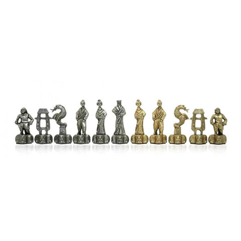 Italfama Samurai Metal Chess Pieces Gold Silver Plated King 10cm Italy