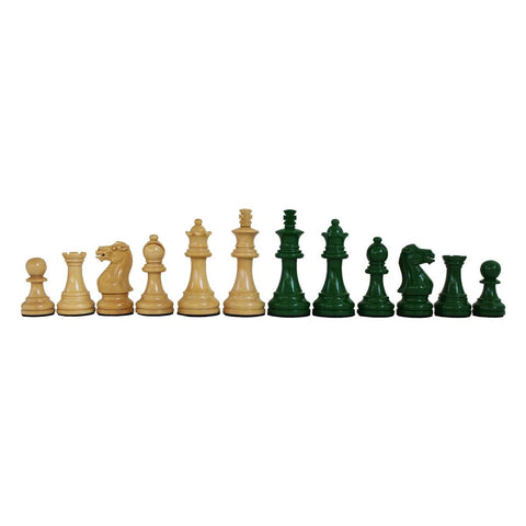 Italfama Wooden Chess Pieces Set, Weighted Green/Natural, King 7.6cm Italy
