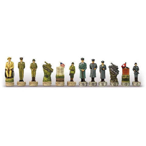 Italfama WWII Hand Painted Resin Chess Pieces Set 8cm King Made in Italy