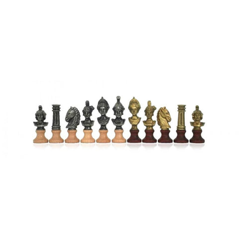 Italfama Roman Chess Pieces Metal Wood Gold Silver Plated Luxury Set Italy