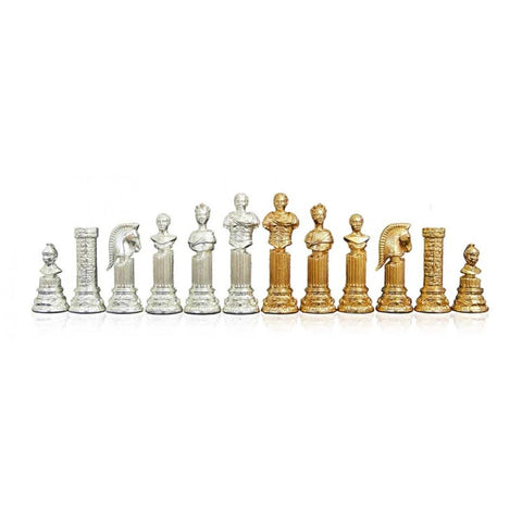 Italfama Roman Bust Metal Chess Pieces Gold Silver King 12cm Italy