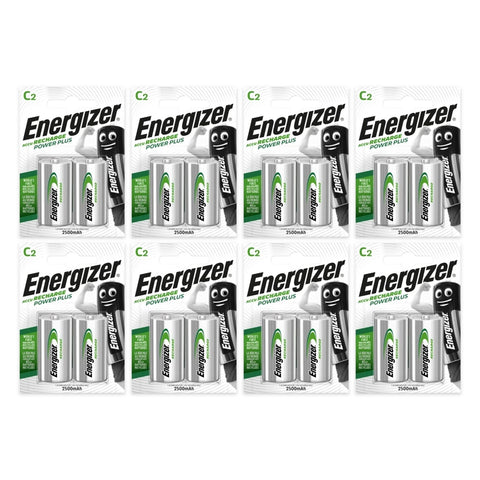 16x Energizer Power Plus C 2500mAh Rechargeable Batteries