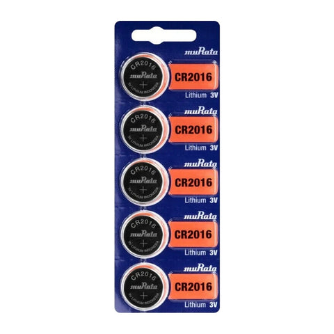Murata CR2016 3V Lithium Coin Cell Batteries 5-strip