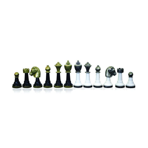 Italfama Metal & Wood Chess Pieces Set 7.5cm King Gold Silver Plated Italy
