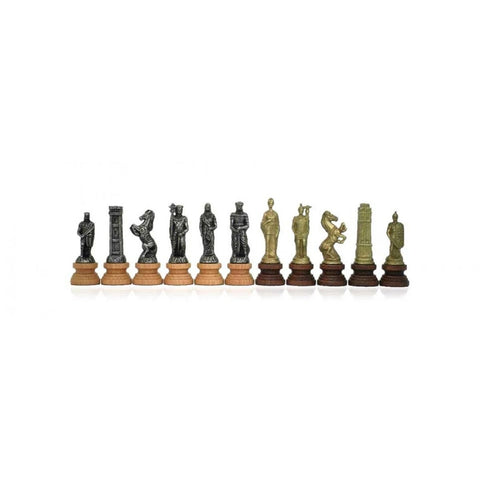 Roman vs Barbarian Metal Chess Set with 40cm Wooden Board by Italfama