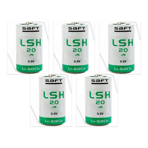 5x Saft LSH20 3.6V 13000mAh D Lithium Battery Z Tabs