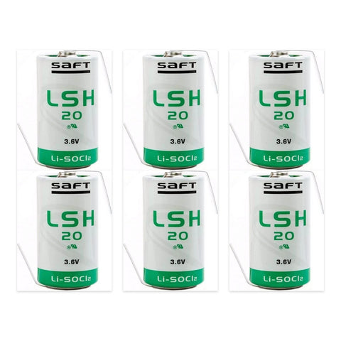 6x Saft LSH20 3.6V 13000mAh D Lithium Battery Z Tabs