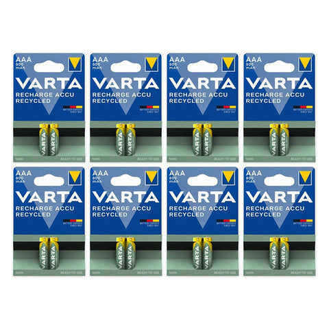 16x Varta Recycled AAA 800mAh NiMH Rechargeable Batteries