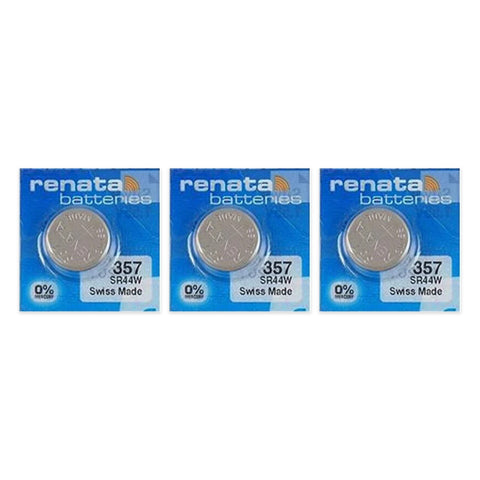 3x Renata 357 SR44W Silver Oxide Watch Batteries