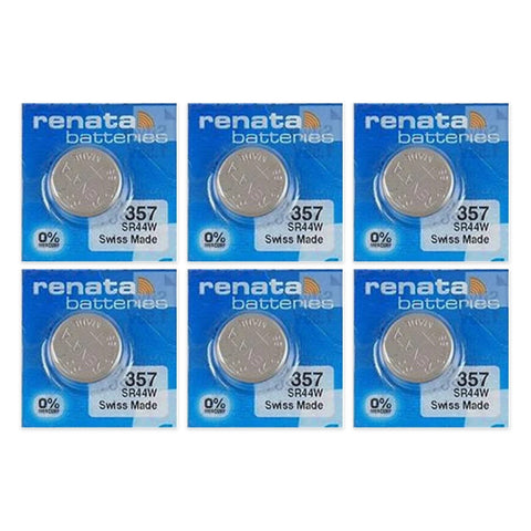 6x Renata 357 SR44W Silver Oxide Watch Batteries