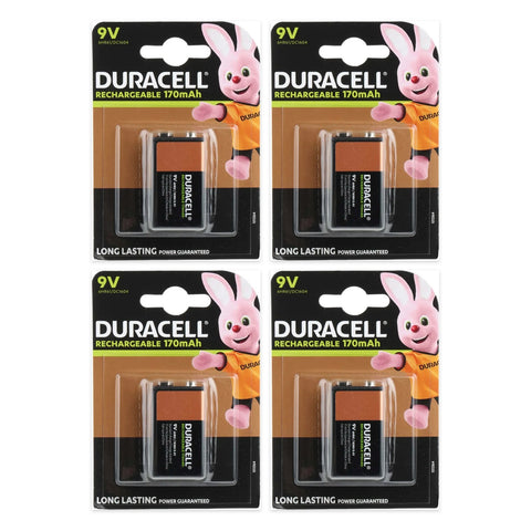 4x Duracell Rechargeable 9V 170mAh NiMH Batteries