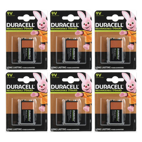 6x Duracell Rechargeable 9V 170mAh NiMH Batteries