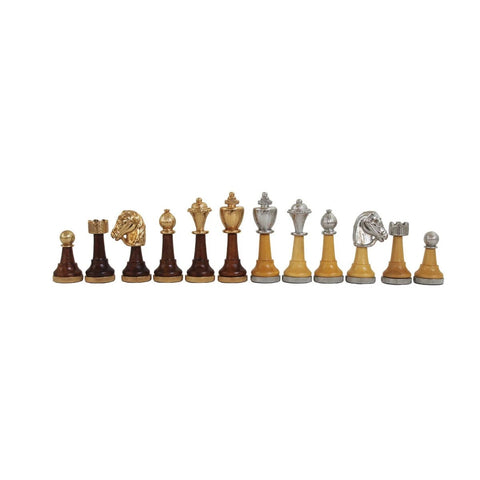 Italfama Gold & Silver Metal Wood Chess Pieces Set King 7.5cm Italy