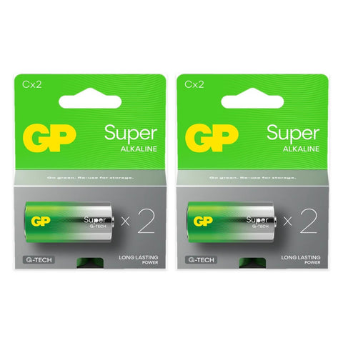 4x GP Super Alkaline C LR14 1.5V Batteries