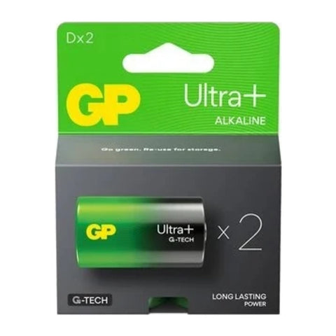 GP Ultra Plus Alkaline D LR20 1.5V Batteries 2-pack