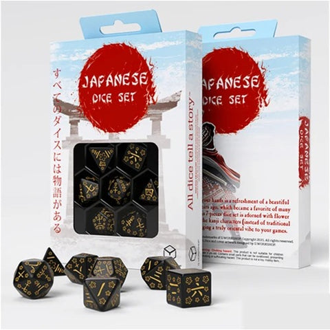 Q-Workshop Deep Night Firefly Japanese Kanji Dice Set for DnD RPG