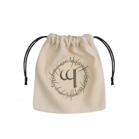Q-Workshop Elvish Dice Bag Beige Black Cotton RPG DnD Dice Pouch