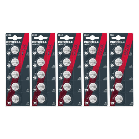 25x Duracell Procell Intense CR2032 3V lithium batteries in cards of 5