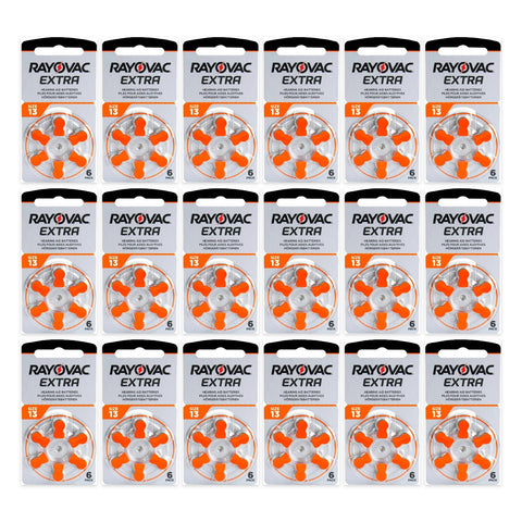 Rayovac Extra Advanced 13 hearing aid batteries - 18 cards of 6