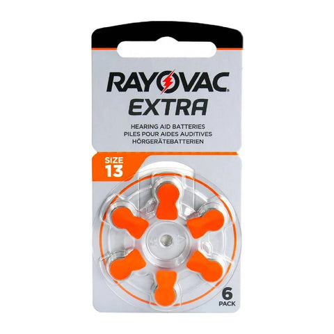 Rayovac Extra Advanced 13 hearing aid batteries card of 6