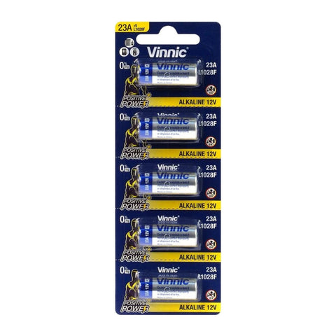 Vinnic 23A 12V alkaline batteries card of 5