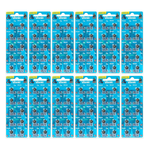 120x Vinnic LR41 AG3 alkaline button batteries in cards of 10