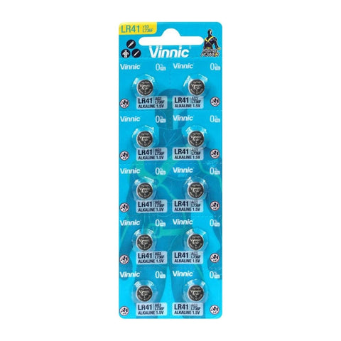 Vinnic LR41 AG3 button batteries card of 10